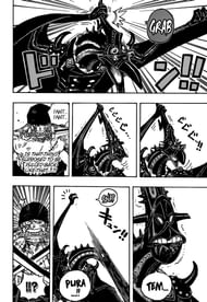 King's physiology gag as seen in One Piece Chapter 1032 during his fight with Zoro. (Image via onepiecechapters.com)